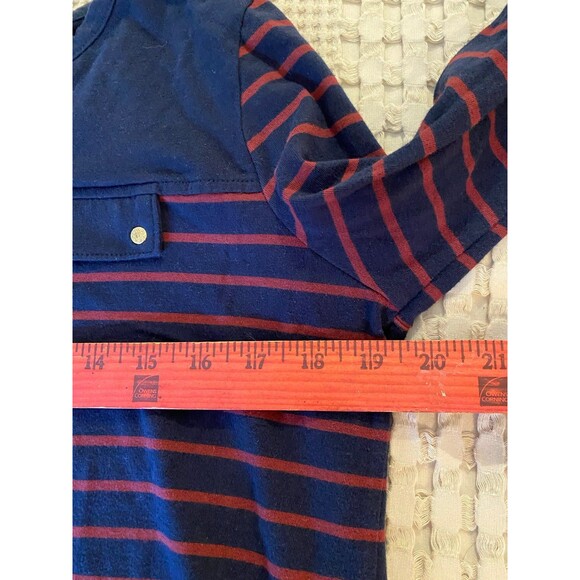 Anne Klein Petite XL Classy Navy Striped Gold Zipper Dressy Blouse Top - Picture 8 of 9